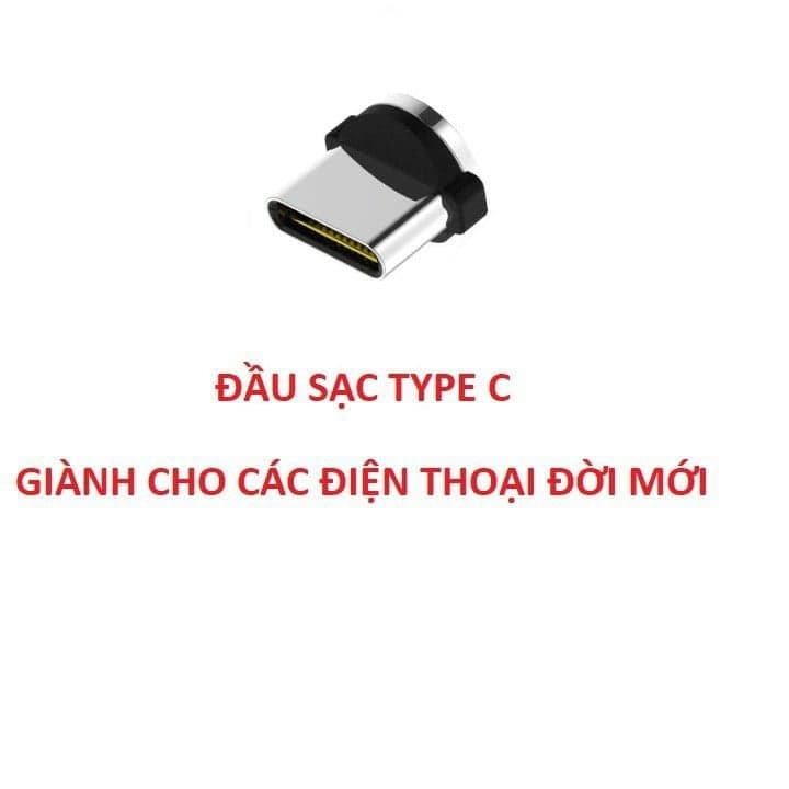 3 in 1- Cáp sạc từ hút nam châm 3 đầu Iphone- micro USB - Type C xoay 360 độ dây dù