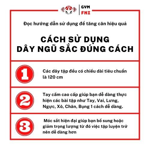 Dây Ngũ Sắc Tập Thể Thao Tại Nhà Tiện Lợi, Phụ Kiện Tập Gym Bộ 5 Dây