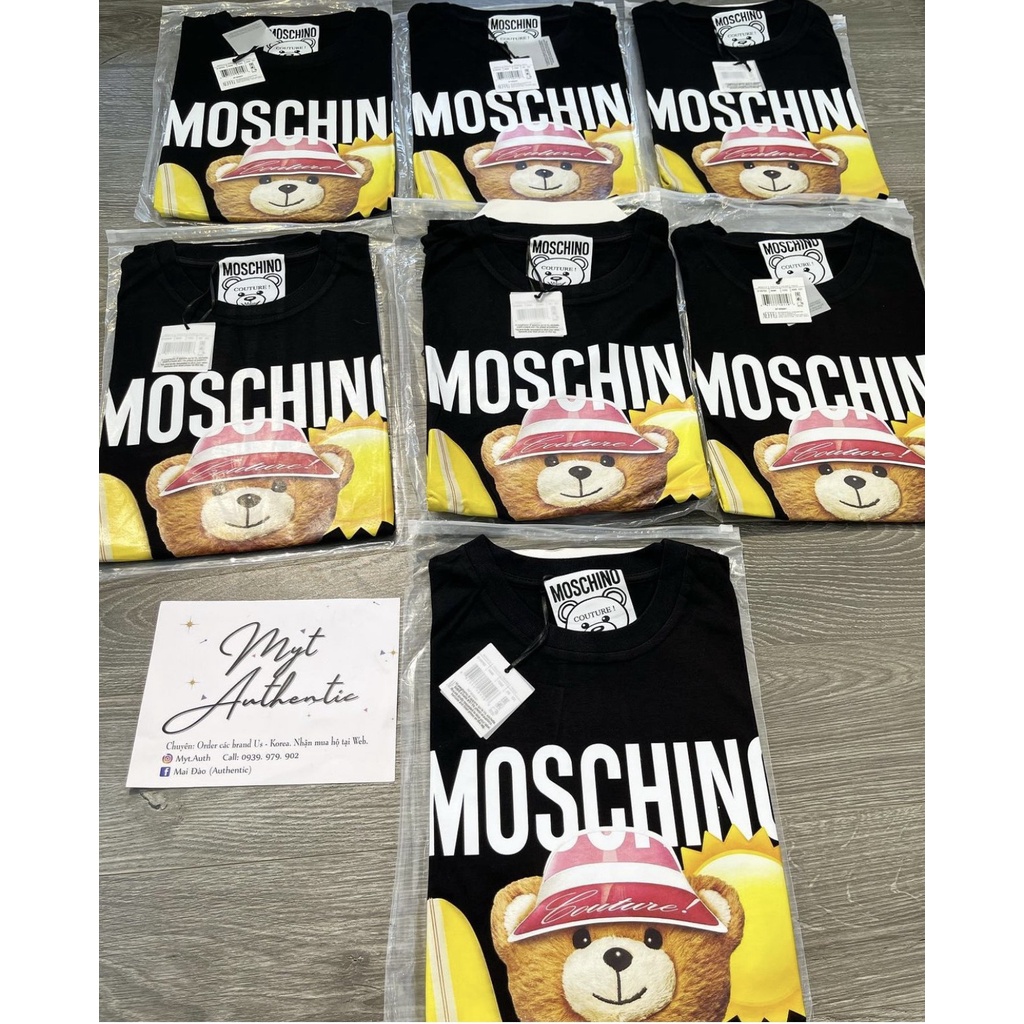 Áo thun tay lỡ moschino teddy beach cho bé , áo thun unisex trẻ em , Kid_genZ