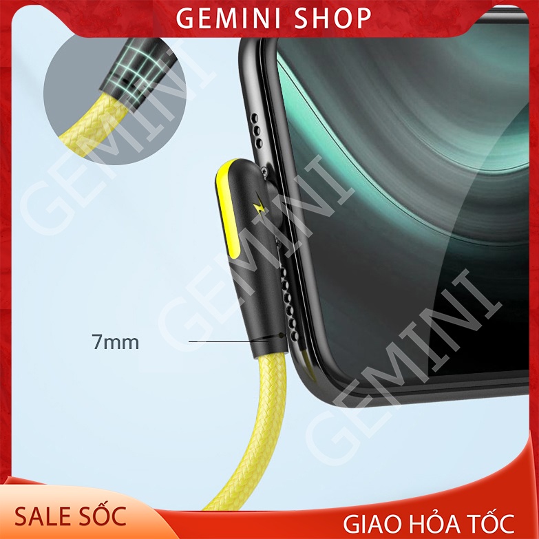 Cáp Sạc Nhanh cho IPtablet táo 90 Độ 3a chữ L 1m 2m mã 90 độ GEMINI SHOP