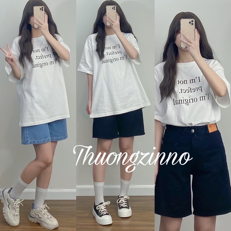 [Ảnh thật/Video]Quần ngố ống rộng tag da cạp cao cá tính , quần bò ngang đùi chất siêu đẹp JEANFANGU