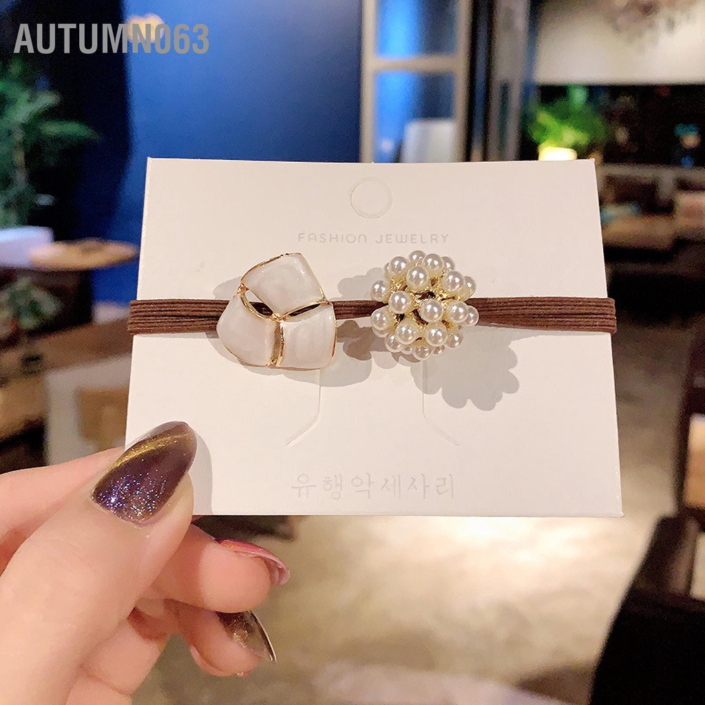 Hàng giao ngay Dây buộc tóc đàn hồi Ngọc trai giả Dây buộc thời trang Phụ kiện cho bé gái đàn hồi tốt