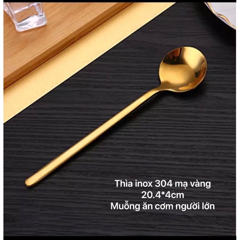 1 Chiếc Thìa Vàng Inox 304 - Muỗng Ăn Cơm Hàn Quốc- Phong Cách Hoàng Gia