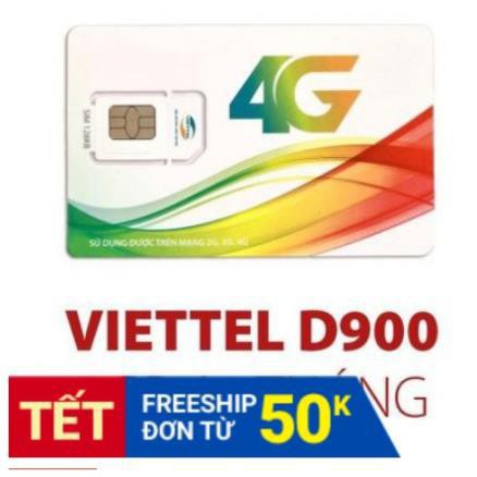 Sim D900 VIETTEL trọn gói 1 năm -7Gb data/ tháng, không cần nạp tiền