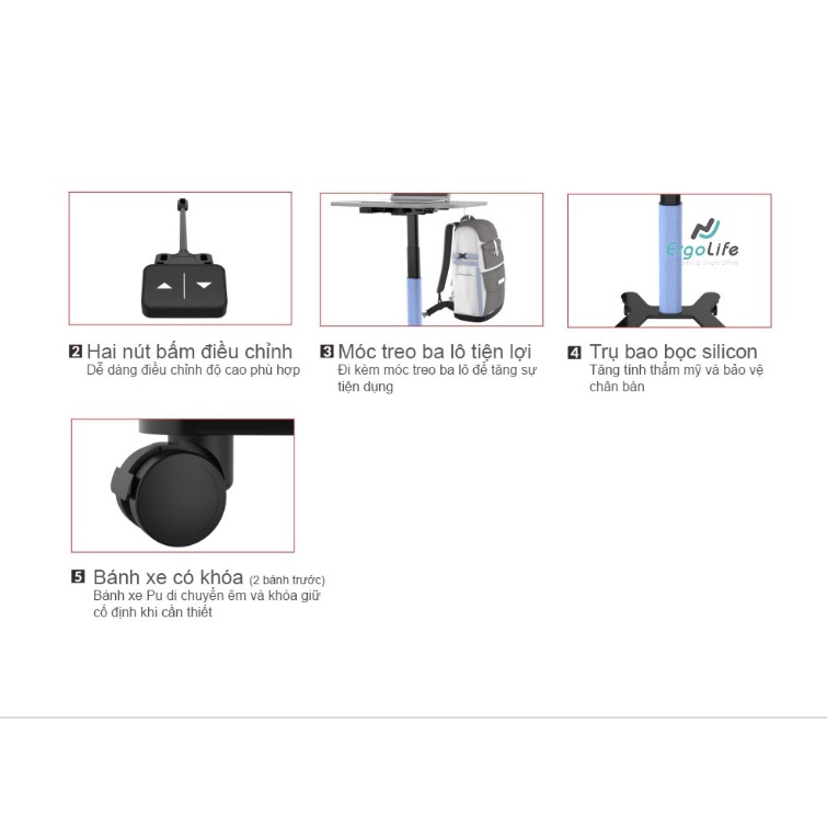 Bộ bàn làm việc đứng Ergonomic LOCTEK ET028