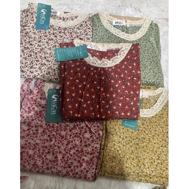 Váy bầu hoa nhíthiết kế sang chảnh☘️đầm bầu siêu xinh cổ ren tay ren,váy thu đôngtiểu thư bao xinh