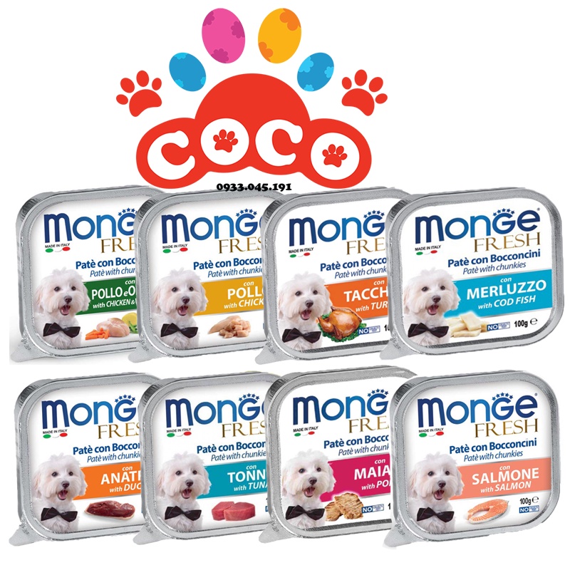 (Nhập khẩu) Pate Monge Italia Cho CHÓ Nhiều Vị Thơm Ngon 100g