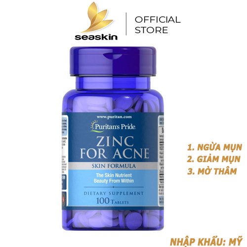 Viên uống kẽm ngừa mụn Zinc For Acne của Puritan's Pride 100 viên