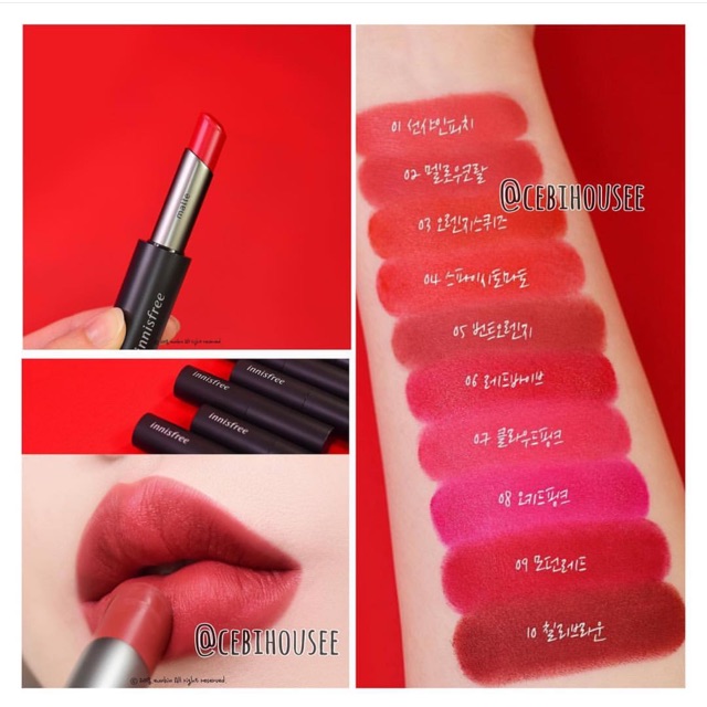 TRẢ ORDER Son Innisfree Real Fit Matte Lipsticks