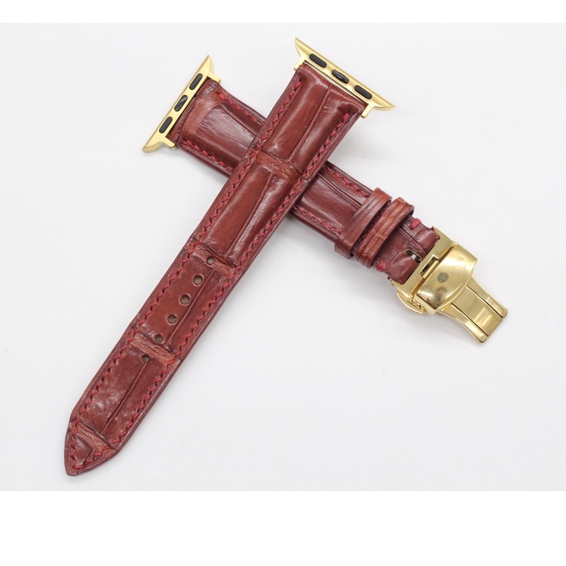 Dây Đeo Thay Thế Cho Đồng Hồ Thông Minh,Dây Da Cá Sấu Thật Phù Hợp Với Các Series 2,3,4,5,6,7 Mặt 38mm-45mm