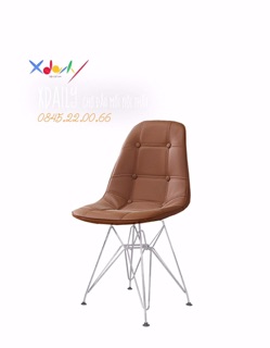 Ghế Đệm eames Da cúc chân inox