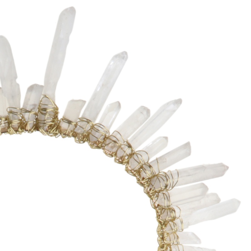 Vương Miện Cài Tóc Đính Pha Lê Nhân Tạo Màu Trắng Trong Suốt Phong Cách Boho Cho Cô Dâu