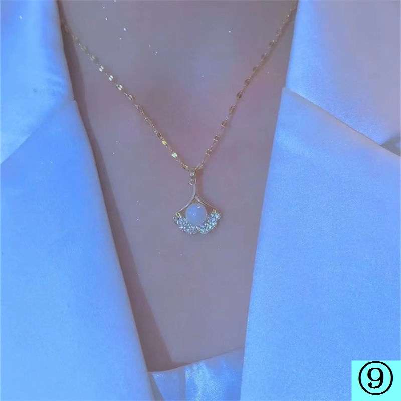 [Tik Tok Phong Cách Mới] Dây Chuyền Ngọc Trai Ji Thiết Kế Sang Trọng Mặt Dây Chuyền Không Phai Màu