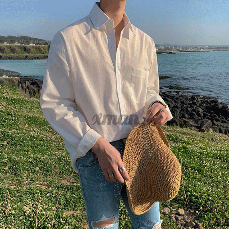 Áo Sơ Mi Nam Tay Dài Dáng Rộng Màu Trơn Thời Trang | BigBuy360 - bigbuy360.vn