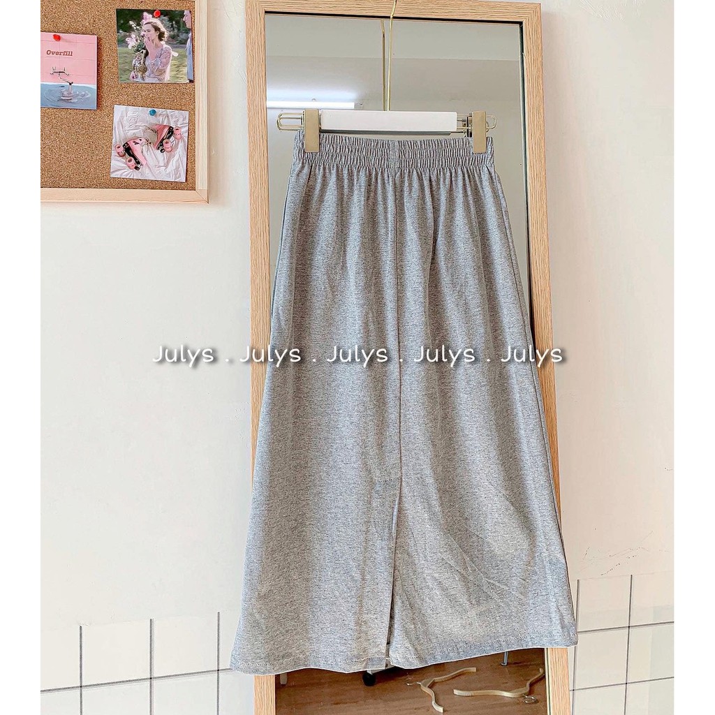 Chân váy thun trơn dáng dài 2 màu ĐEN | GHI basic - Chân váy dáng suông Ulzzang | BigBuy360 - bigbuy360.vn