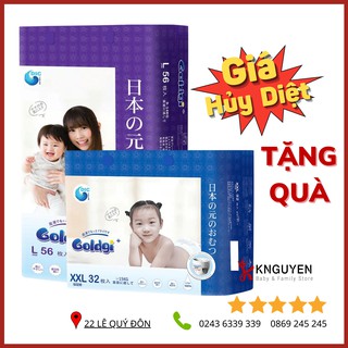 Bỉm dán/quần Goldgi+ Nhật size Nb92/S84/M66/M60/L56/L48/XL46/XL44/XXL34