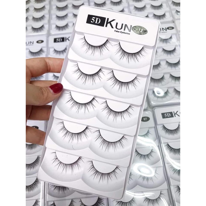 Lông mi giả 5D Kun 12 5 cặp cao cấp chính hãng chuyên dùng cho makeup