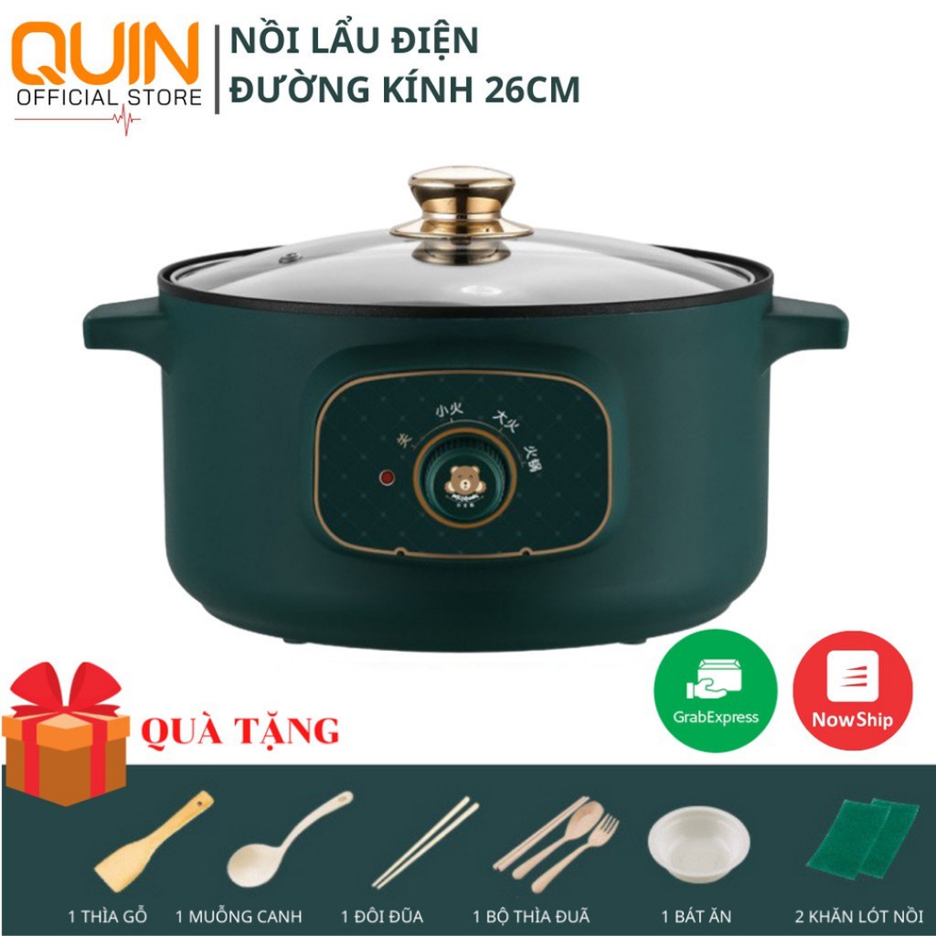 Nồi Lẩu Điện Mini CHỐNG DÍNH 2 Nấc Nhiệt, Ca Nấu Mì, Nồi Lẩu Siêu Tốc Kèm Giá Hấp -BẢO HÀNH 12 THÁNG