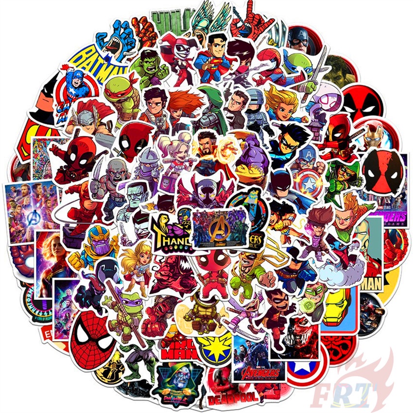 Bộ 100 Cái/Bộ ❉ Miếng Dán Hình Siêu Anh Hùng Marvel &amp; DC ❉ Miếng Dán Chống Thấm Nước Thời Trang