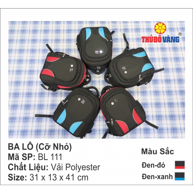 Balo THỦ ĐÔ VÀNG cỡ nhỏ mã 111 cho học sinh, sinh viên đi học, công sở đựng máy tính laptop Hàng Việt Nam chất lượng cao