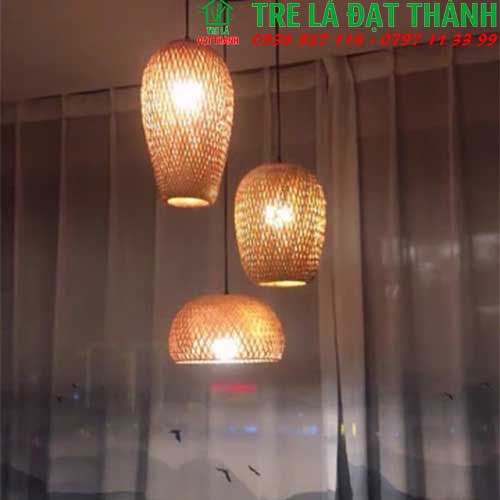 Chùm đèn tre trang trí,chao đèn đan tre thủ công trang trí quán caffe quán ăn nhà hàng