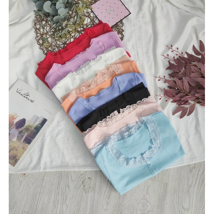 [Mã FAMARAL2 giảm 10K đơn 50K] Áo croptop viền ren tay ngắn, 100% ảnh thật do shop chụp