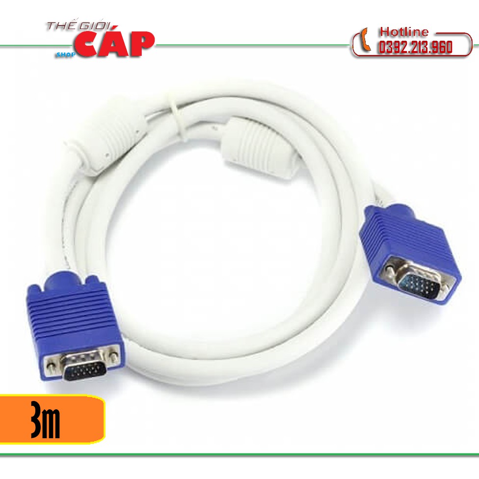 Dây VGA 2 đầu chống nhiễu 3m (Trắng)
