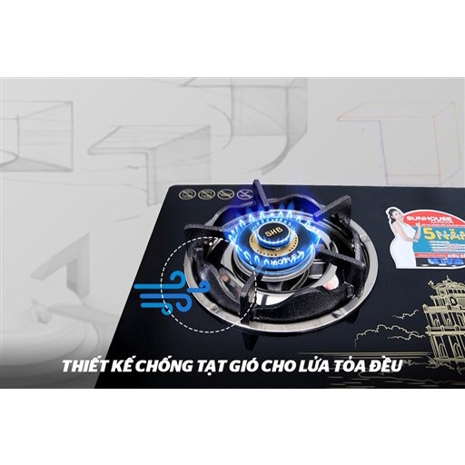 Bếp gas dương kính Sunhouse MMBB0787B, Hàng chính hãng