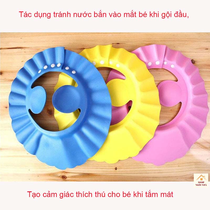 Mũ gội đầu chắn nước em bé che tai chống cay mắt thông minh Đồ dùng cho trẻ