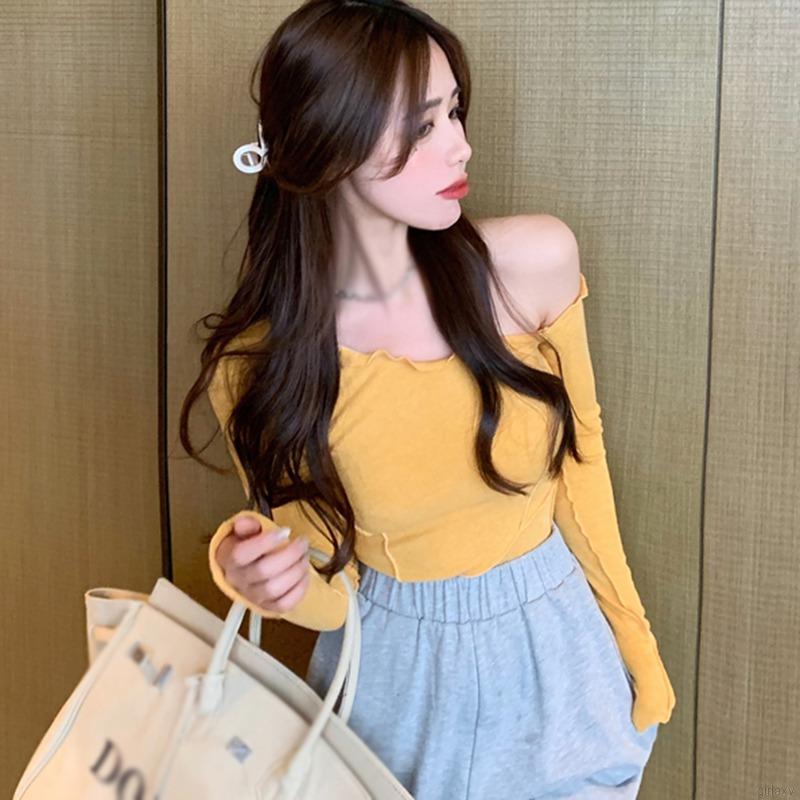 Áo Thun Nữ Tay Dài Ôm Dáng Phong Cách Hàn Quốc