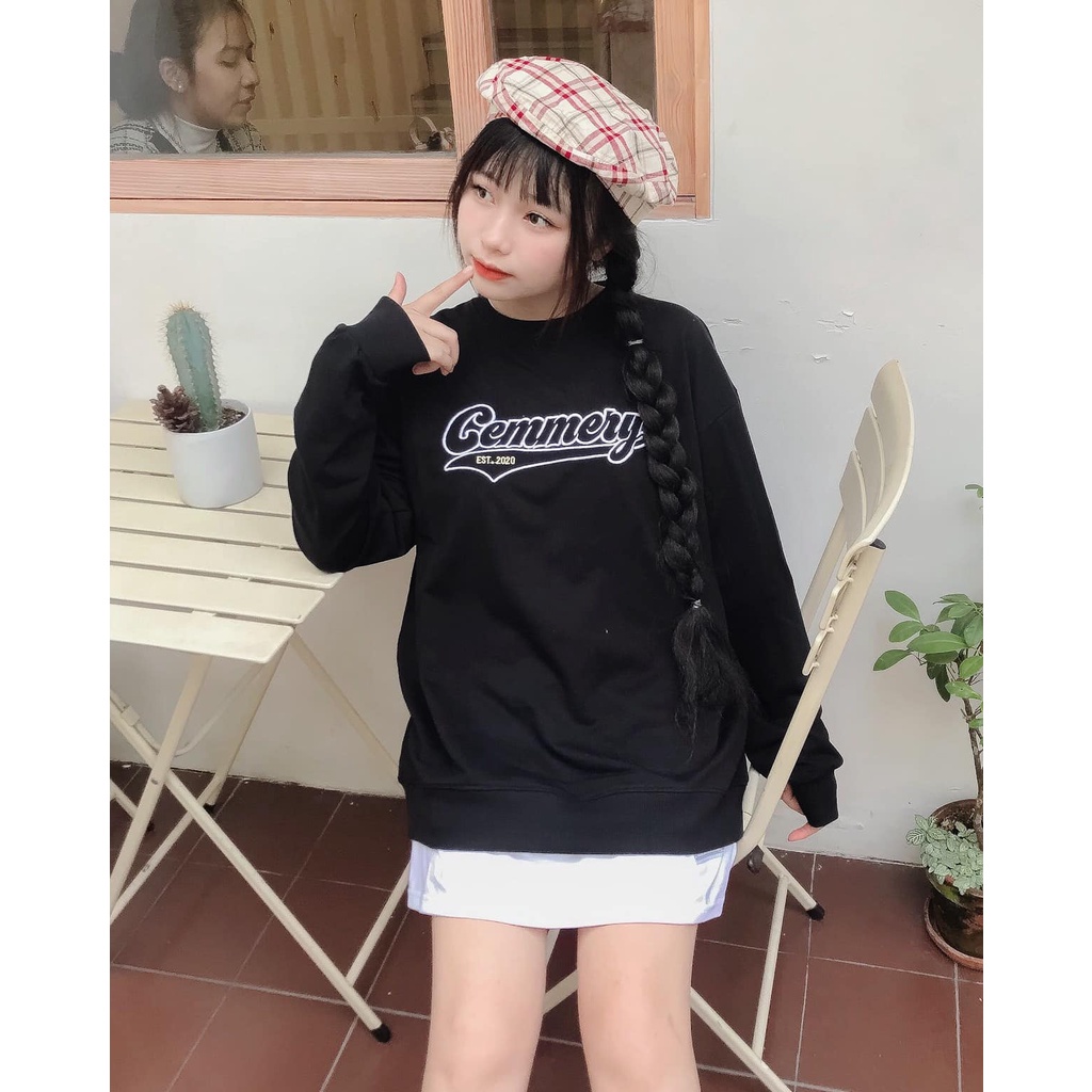 Áo Sweater Gemmery 2 màu đen Unisex, áo nỉ bông,áo cool ngầu nhiều size (N335)