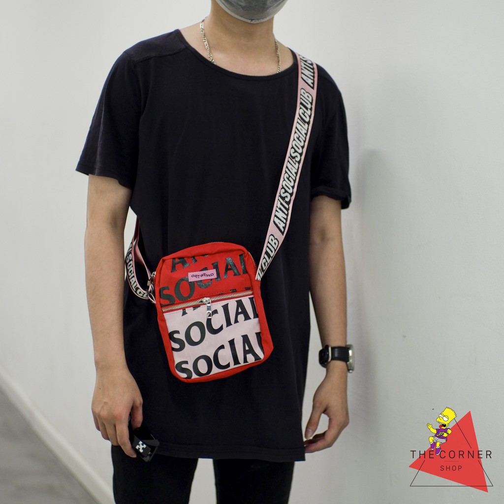 Túi đeo chéo Anti Social Social Club - ASSC Shoulder Bags(đen/đỏ) [Ảnh thật]