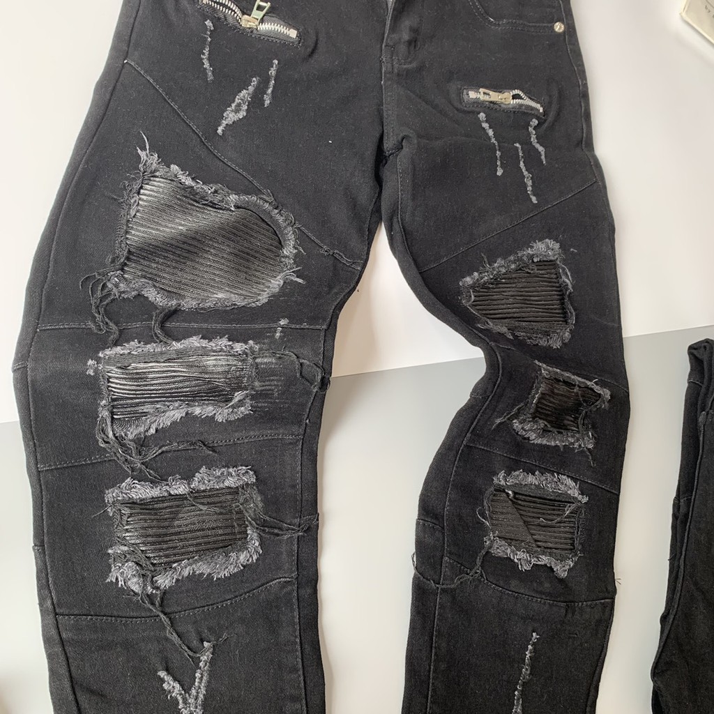 Quần Jean Nam Amiri Rách Lót Da Nhăn Khoá Đùi Mã Hot | BigBuy360 - bigbuy360.vn