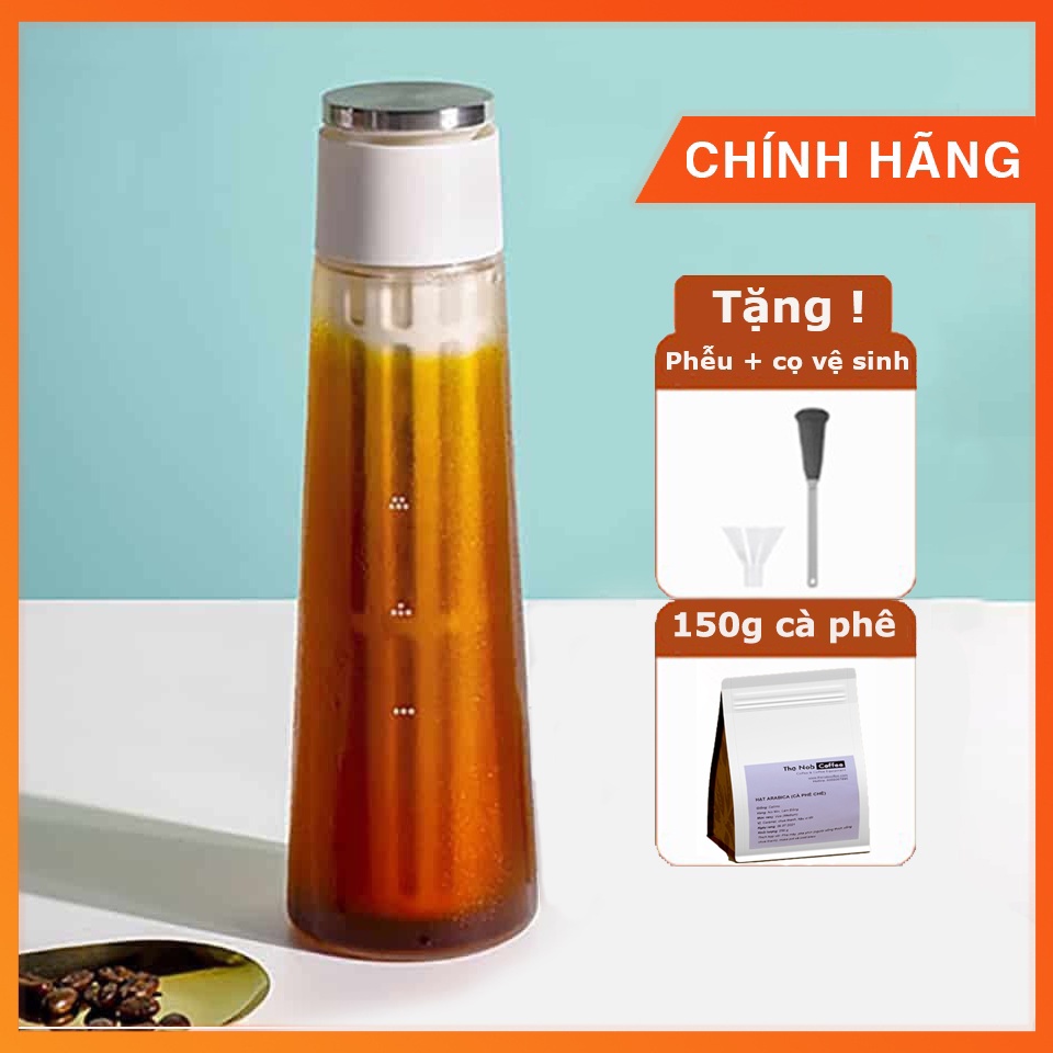 Chai Cold Brew Timemore - pha cà phê lạnh cao cấp tích hợp van chống tràn | Tặng kèm phễu đong, cọ rửa và 150g cà phê