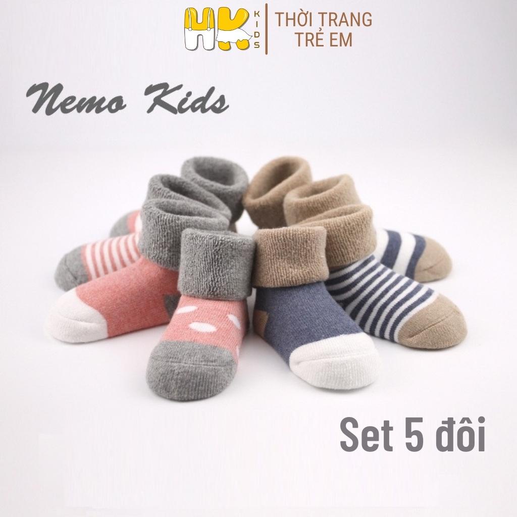 Set 4 đôi tất chân siêu dày cho bé NEMOKIDS, chất len xù mềm mịn và rất dày cho bé sơ sinh đến 3 tuổi - HK KIDS