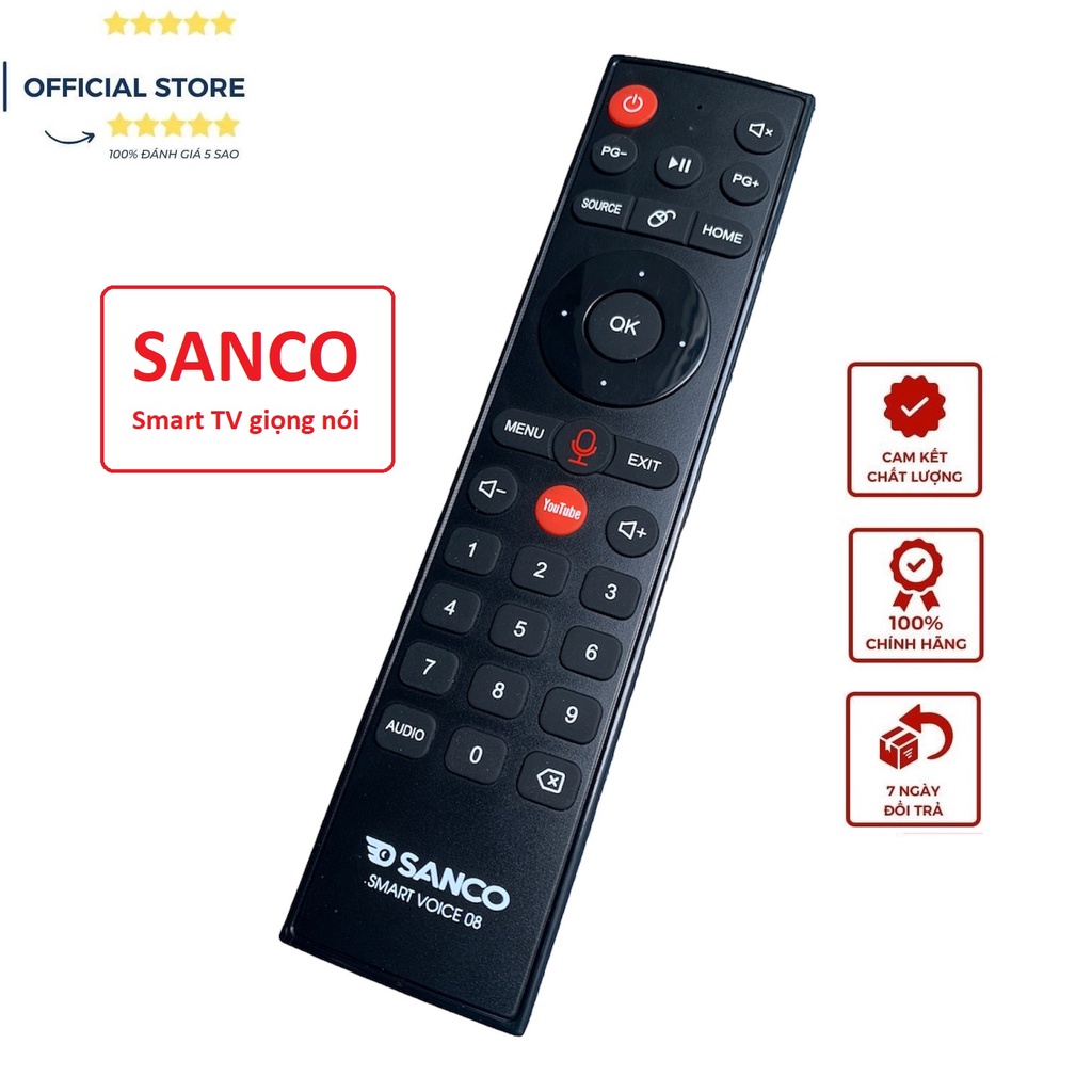 Remote điều khiển tivi SANCO giọng nói smart chinh hãng theo TV - Hàng mới 100% BH 6 tháng [ cần đúng mẫu mới dùng đượ]