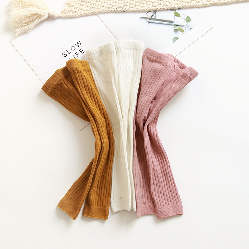 Quần Legging Cotton Lưng Thun Họa Tiết Kẻ Sọc Thời Trang Xuân Thu Mới Cho Bé Gái