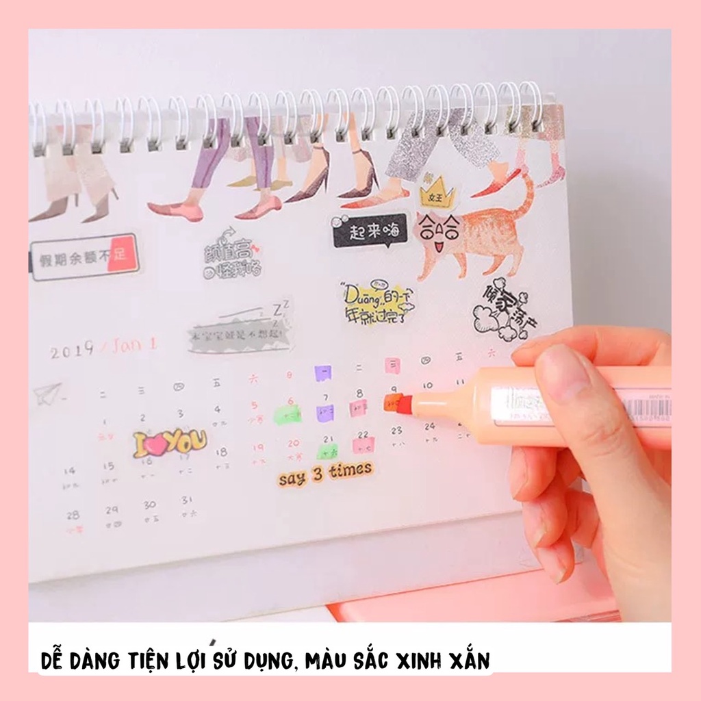 [Văn Phòng Phẩm] Bút/ Viết Trang Trí Highlight màu Pastel dễ thương (Dài 12 cm) - Bút dạ quang Màu Hottrend.