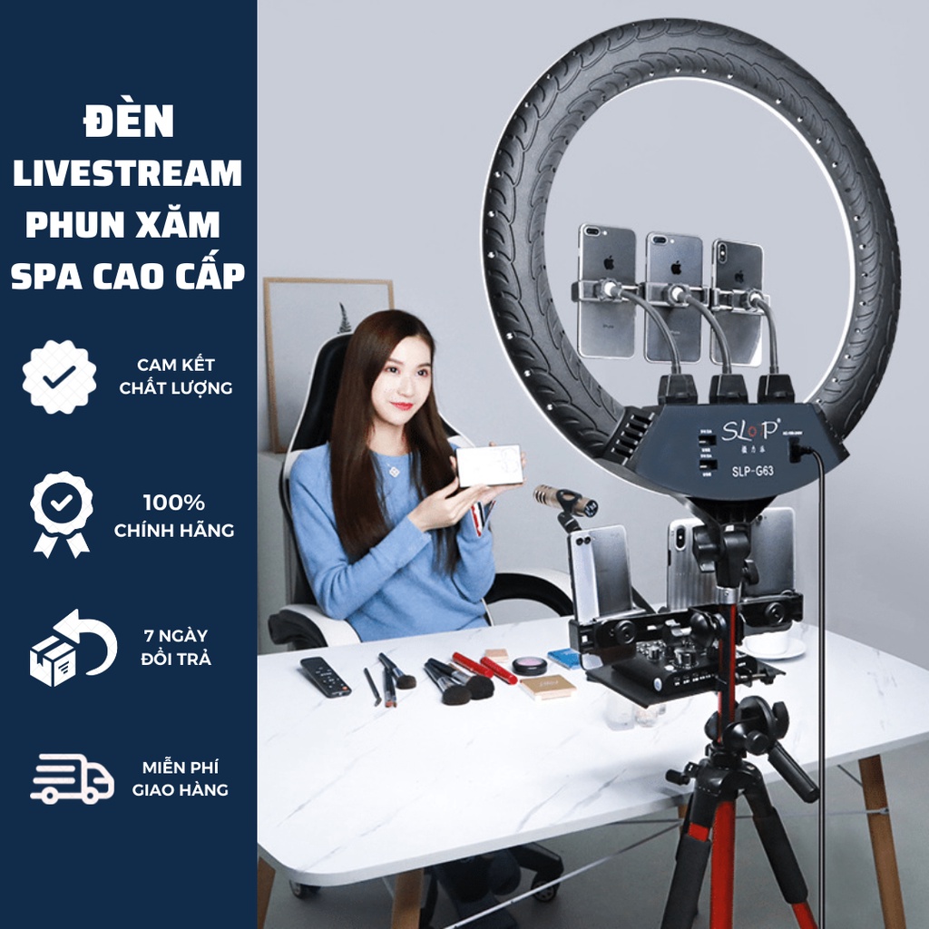 Đèn livestream 54cm, bán hàng chuyên nghiệp, make up, phun xăm, nối mi chính hãng