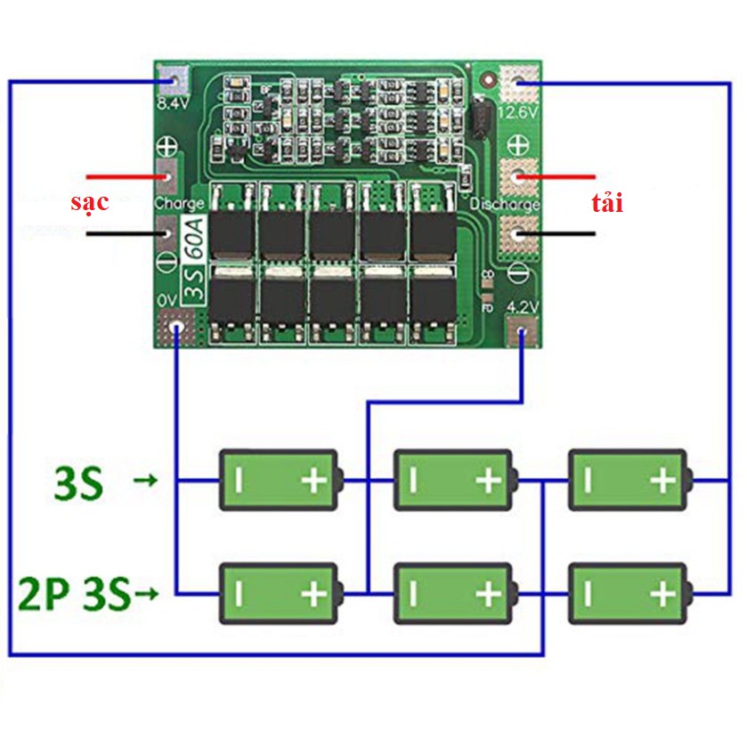 Mạch 3S 12,6V - 40A -60A balance cân bằng cao cấp , sạc và bảo vệ pin Li-ion 3.7V. BN.
