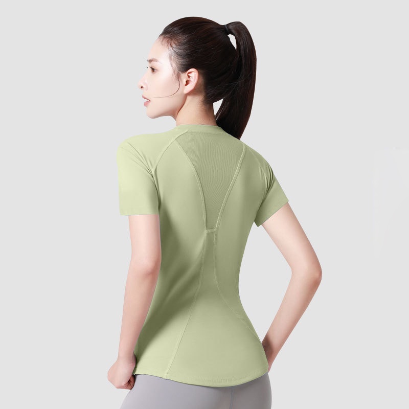 Áo Thun Thể Thao Phối Lưới Ôm Dáng Mau Khô Thời Trang Cho Nữ