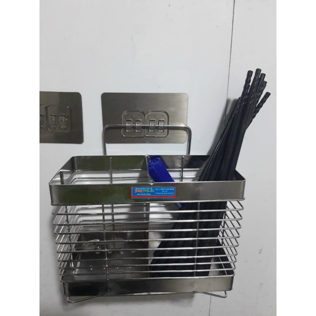 ỐNG CẮM ĐŨA DÁN TƯỜNG 2 NGĂN BẰNG INOX SIÊU BỀN