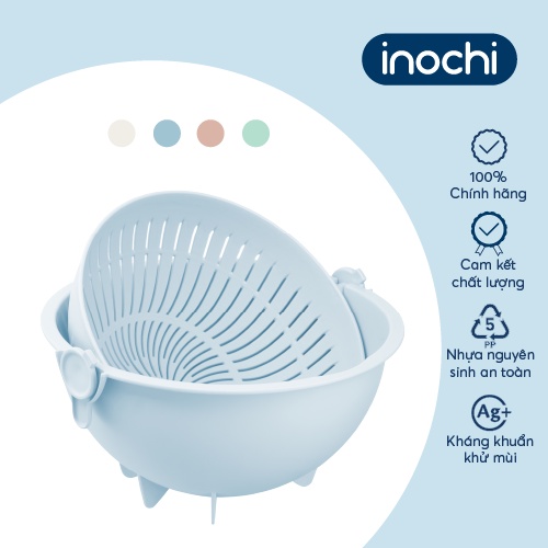 Bộ thau rổ xoay đa năng Inochi - 28 cm màu Hồng/Xanh/Ghi