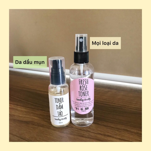 Toner dấm táo và toner hoa hồng Handmade SundayBeauty