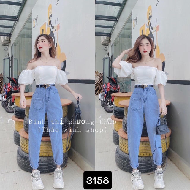 Quần baggy jean túi kiểu 3158, hình thật 100%