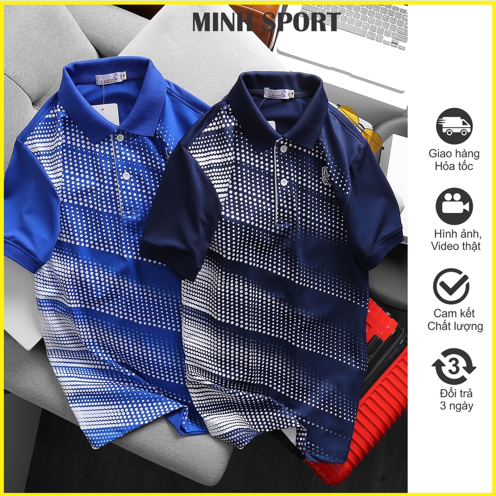 Áo Thun Polo Nam Cổ Bẻ Họa Tiết Chấm Bi, Thun Poly Dày Dặn, Mềm Mịn, Mặc Mát mã AO.57