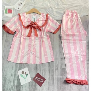 Đồ bộ pizama, tiểu thư lụa satin mặc nhà cao cấp