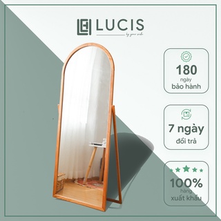 Gương toàn thân LUCIS cỡ lớn 80x180cm dáng đứng viền gỗ sồi cao cấp có chân đỡ chống trượt