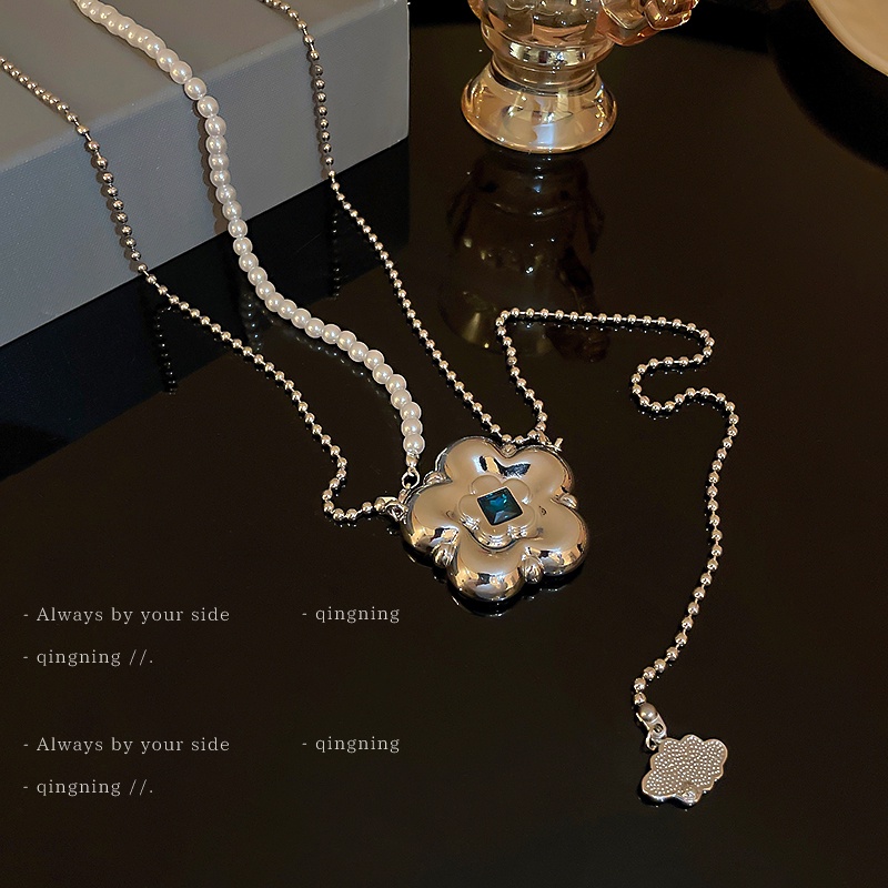 DREJEW Dây chuyền đa dụng kim loại dáng dài đính đá ngọc trai nhân tạo thời trang