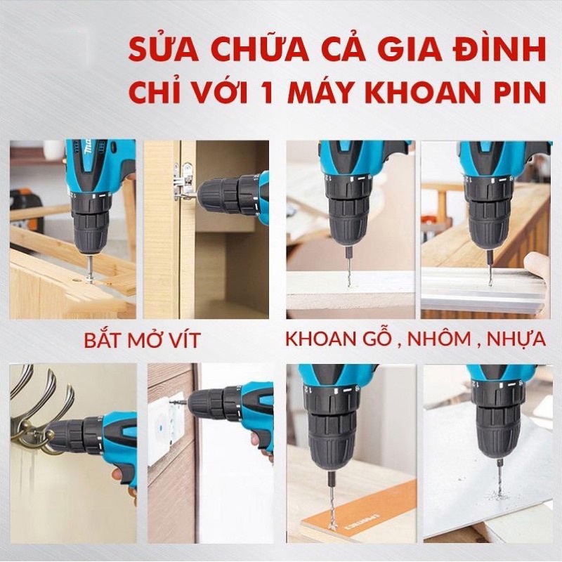 Khoan pin 12v tặng nhiều phụ kiện vô cùng tiện lợi